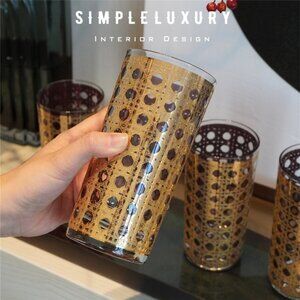 Vintage Culver 22K Gold “Cannella” Pattern Highball Glasses Set of 4